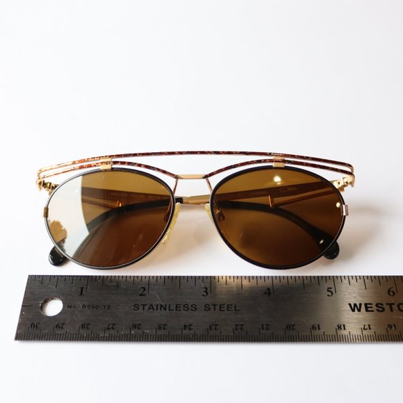 Cazal Gold & Tortoise Legend Art Deco Sunglasses 90s Designer Vintage main image 9